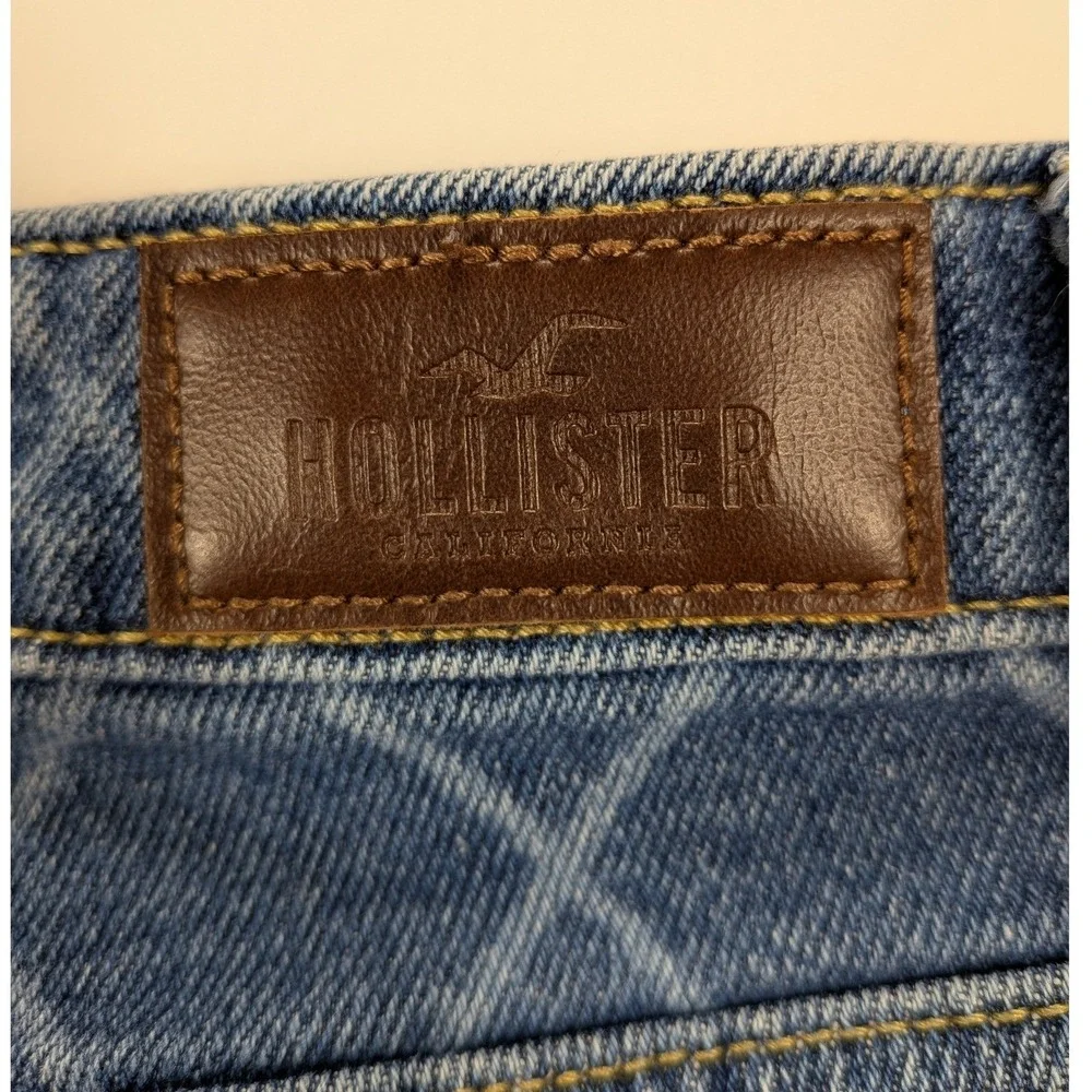 Hollister Ultra High Rise Dad Jeans Women 27 Blue Denim Bleach Diamond Baggy 90s
